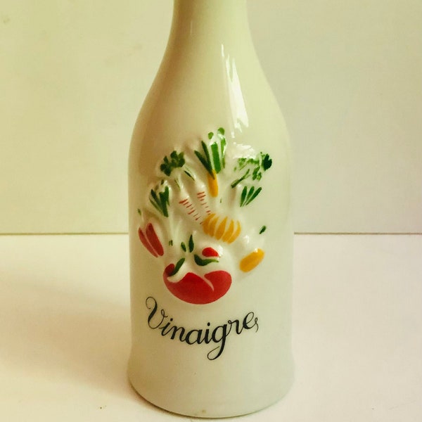 Vintage Revol La Porcelaine France Vinaigre Ceramic Vinegar Cruet Bottle Orig Cork Stopper Modele Depose French Country Kitchen Cottage Core