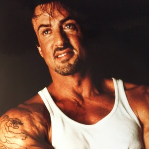 Sylvester Stallone Photos Vintage Photo Nice Sly Stallone Photograph Sly Tank Top and Tattoo & Topless pic w Boxing Glove