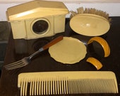 Deco Celluloid Clock Job Lot Junk Drawer Celluloid Repurposing Comb Vanity Clock Restoration Broken Bakelite Bracelet Bakelite Fork Destash