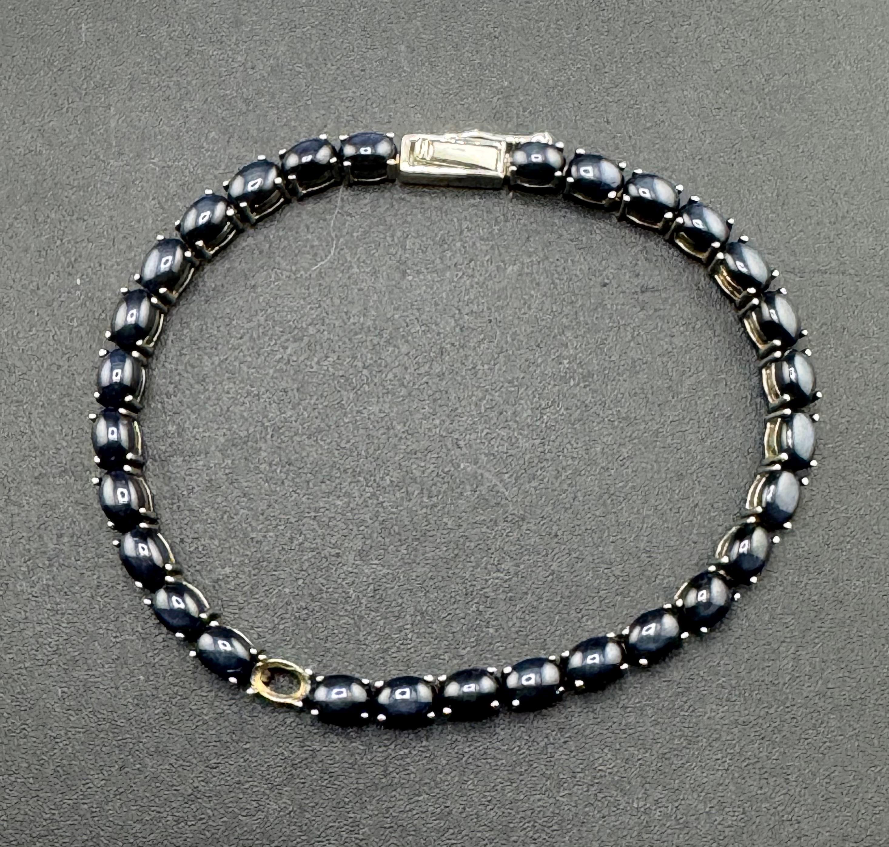 Vintage Sterling Silver Dark Lindy Star Sapphire Tennis Bracelet
