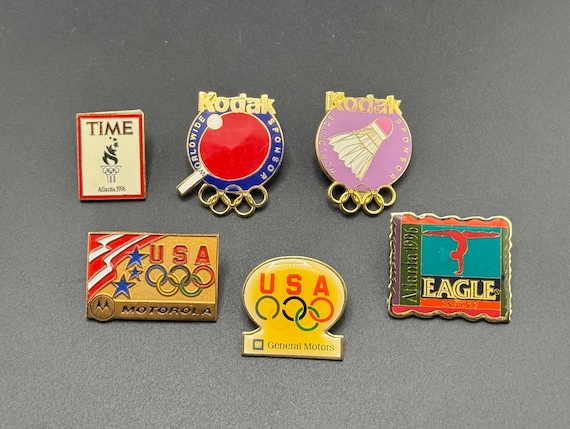 6 1996 Atlanta Olympic Trading Pins Time Magazine Kodak Ping Pong