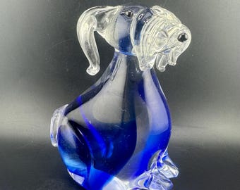 Scultura in vetro artistico vintage di un cane, fermacarte, statua di un cane terrier dalle orecchie flosce, regalo per gli amanti dei cani