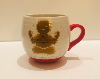 Vintage Dear Hancock for Anthropologie Christmas Gingerbread Man Mug Om For The Holidays Yoga Studio Meditation Room Decor Retired Design