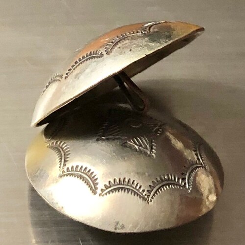 Vintage Native American Large shops Silver Tribal Buttons Pair of Large Hand Made Navajo Domed 1 1/4 Inch Ea Four Legged Star Design Indian Pawn