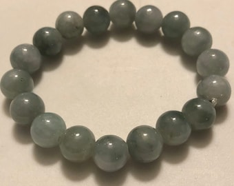 Chinese Jade Bracelet Big Jadeite Beaded Jade Bangle Bracelet Green Beads 37.4 grams