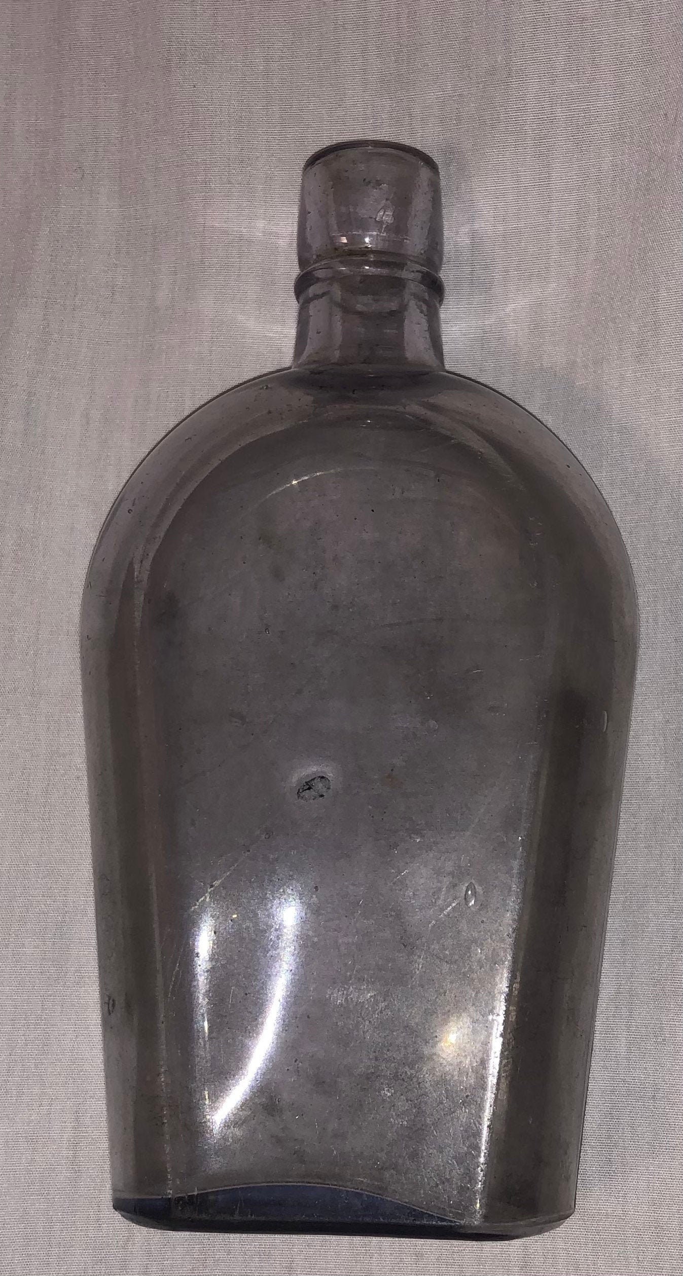 Antique Purple Flask Bottle w/Metal Cap