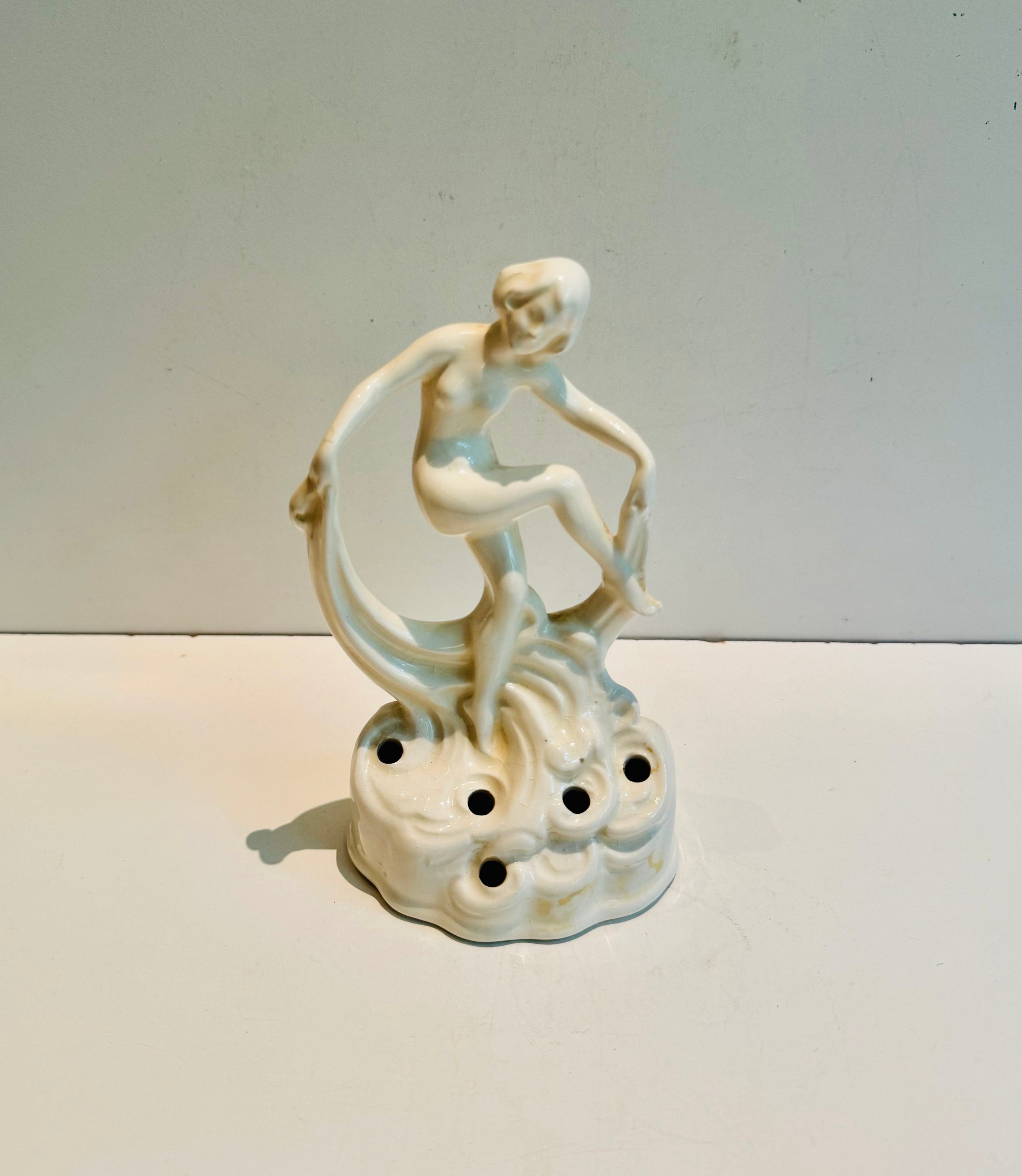Vintage German Erphila Art Deco Nude Lady Dancer Flower Frog