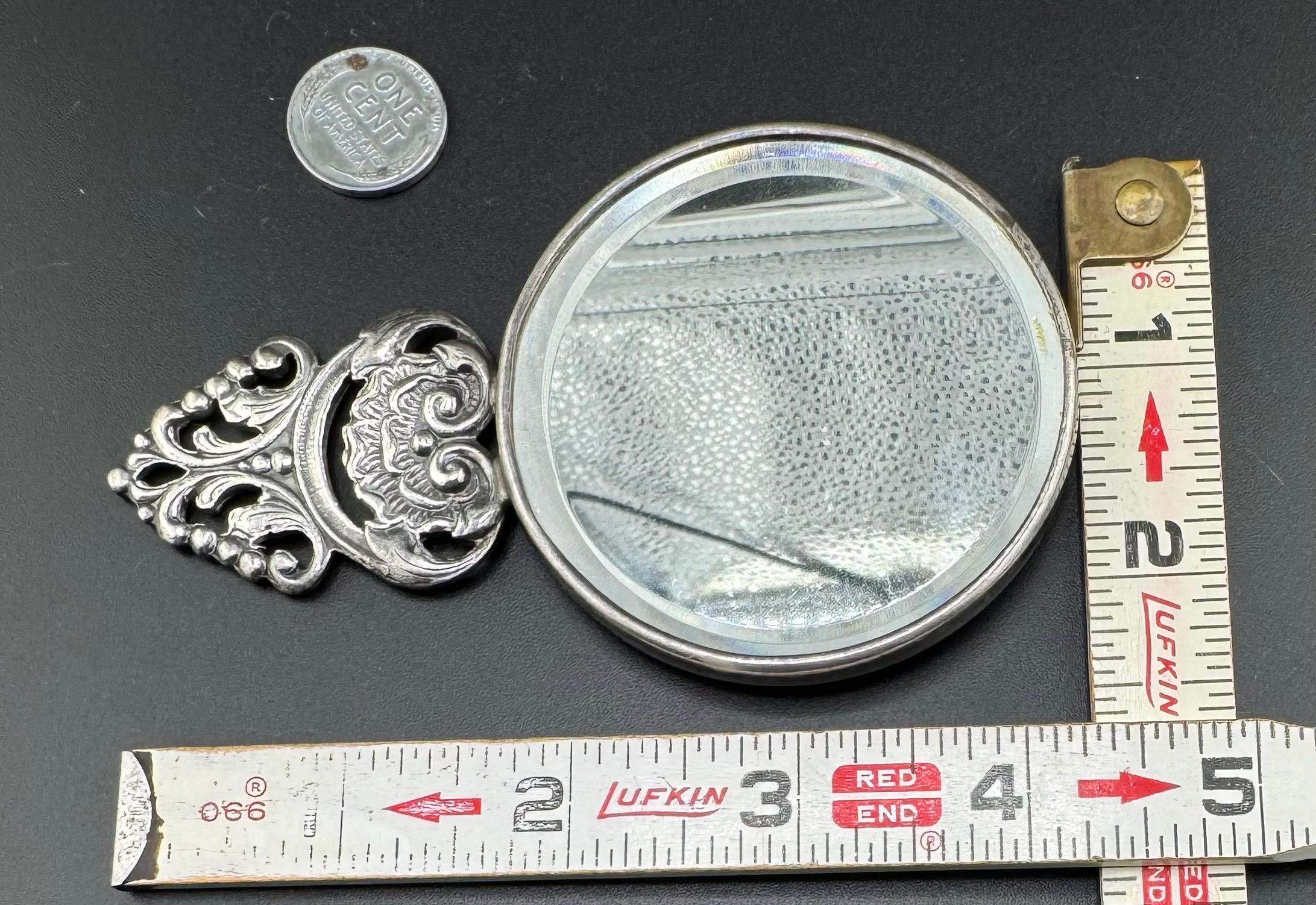 ヴィンテージ デンマーク製 銀メッキ レポゼ ハンドミラー 立体的な村