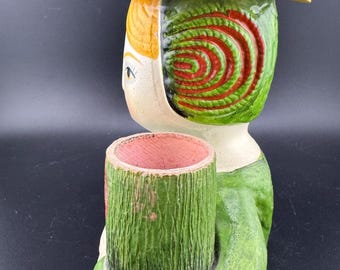 1960s Mod Paper Mache Lady Head Lipstick Pincusion Bust Gemma