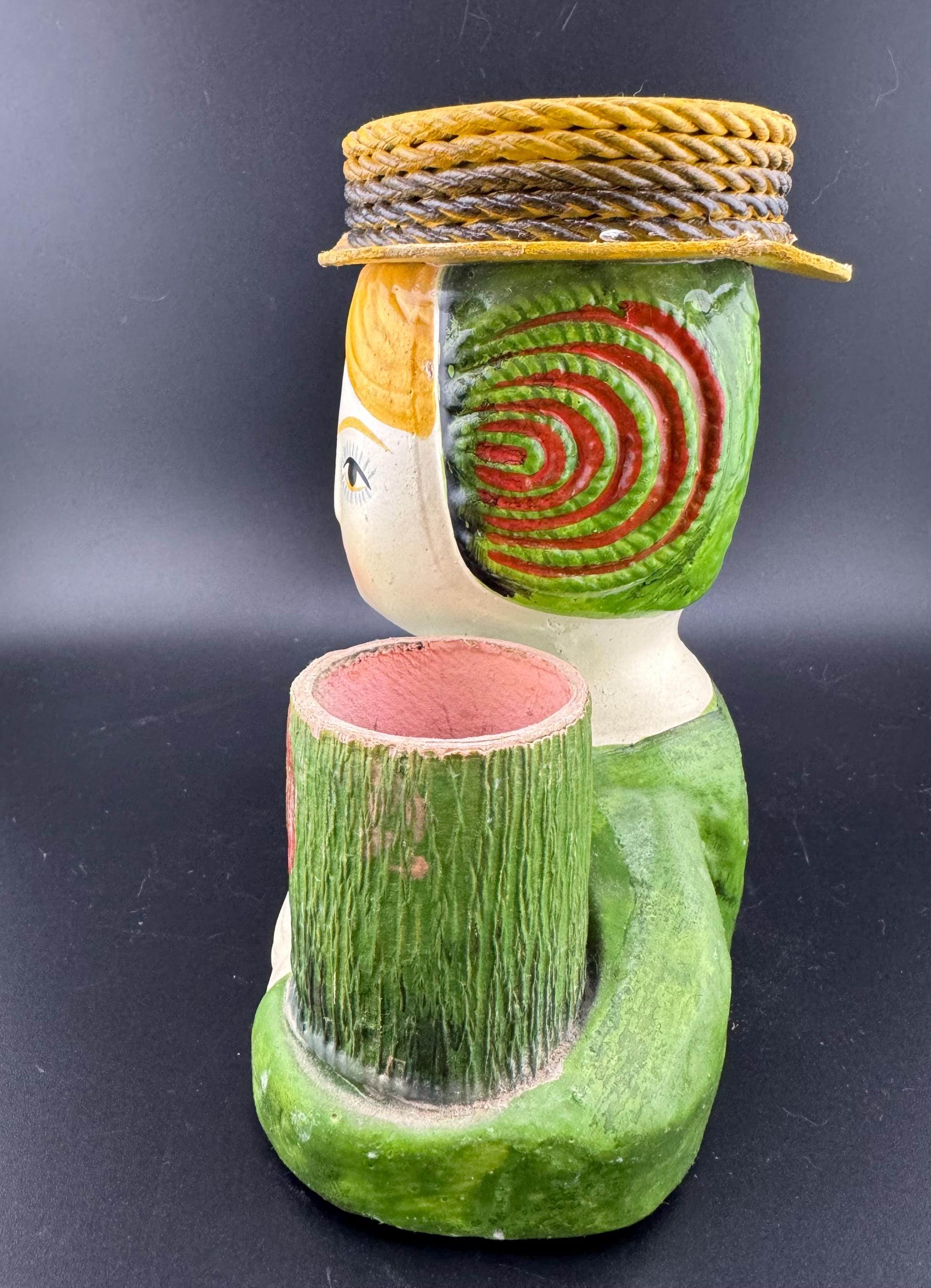 1960s Mod Paper Mache Lady Head Lipstick Pincusion Bust Gemma