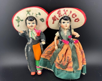 手作りメキシコお土産人形カップルメキシコ女性とメキシコ男性人形