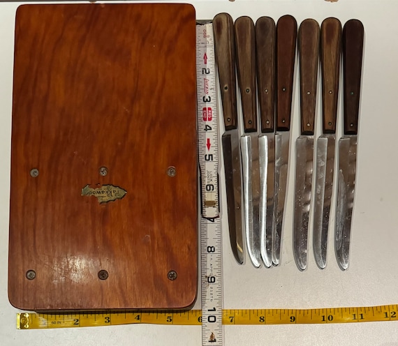 ミッドセンチュリー木製ヴィンテージ ナイフ＆プレートラウンド/サイド