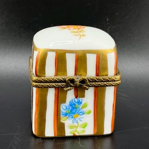 Caja de baratijas vintage Limoges De la Reine, cofre para perfumes doble, caja en miniatura con bisagras y corona dorada, frascos con fragancia en oferta