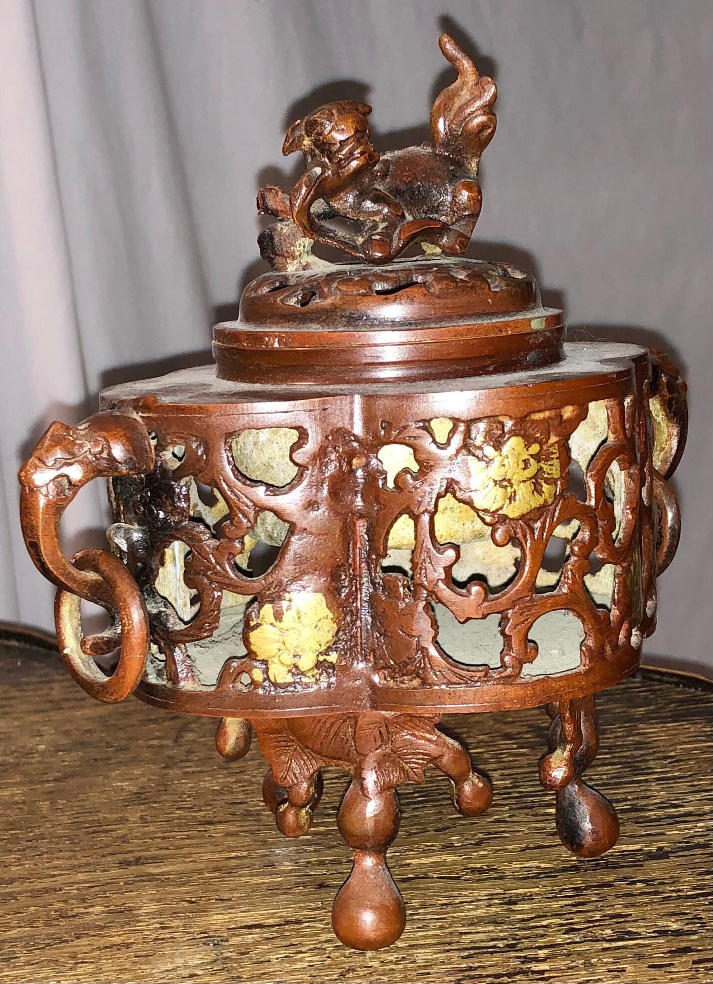 Antique Japanese Bronze Censer Incense Burner Made in Japan With