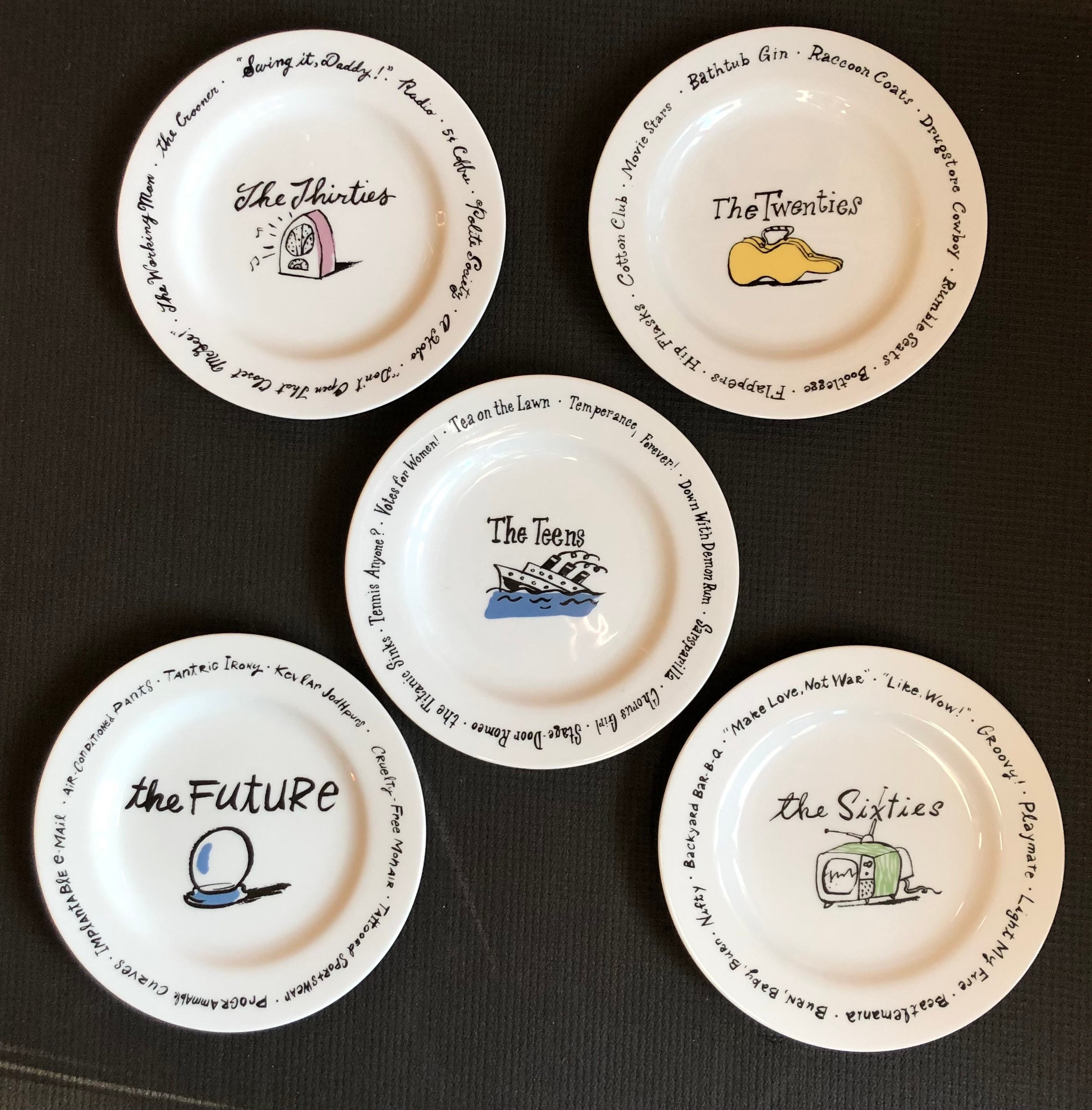 6 Vintage Pottery Barn Millennium Salad Plates Teens Twenties