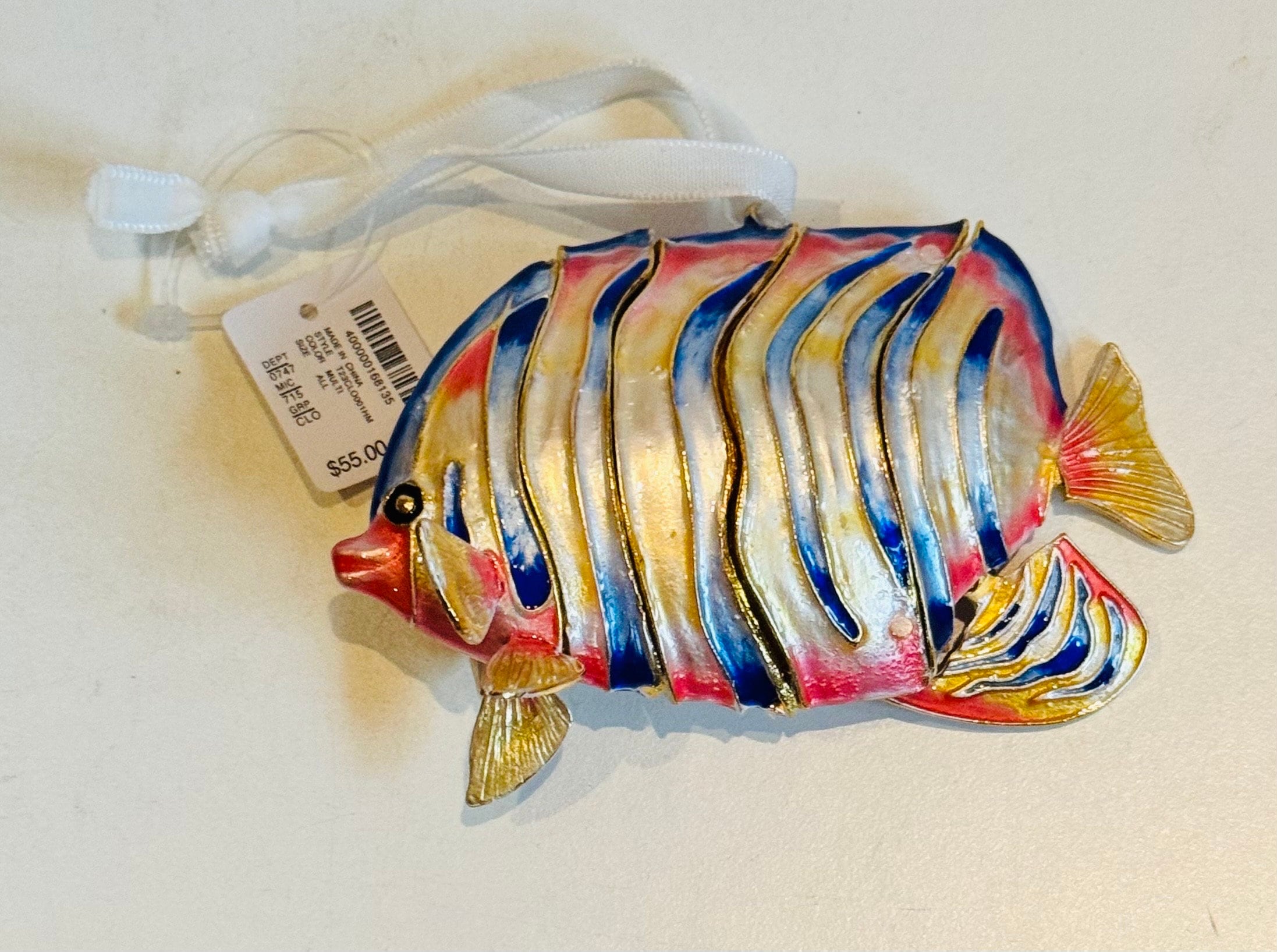 ヴィンテージトリムセッター七宝焼き熱帯魚オーナメント 銅にエナメル