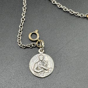Vintage sterlingzilveren religieuze heilige medaille Sint-Gerard Majella dubbelzijdig Onze-Lieve-Vrouw van Altijddurende Bijstand hanger medaillon op bedelarmband