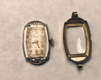 Reloj de pulsera Elgin vintage de mediados de siglo, piezas de reloj, reloj Elgin para mujer roto, no funcional, 15 joyas, piezas Steampunk, reloj reciclado o restauración.