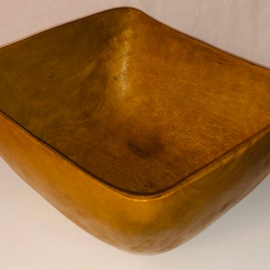 Gorgeous Handmade MCM Wooden  Bowl Wood Centerpiece Square Shaped Fruit Bowl Catch All Table Decor Country Farm Cabin Decor