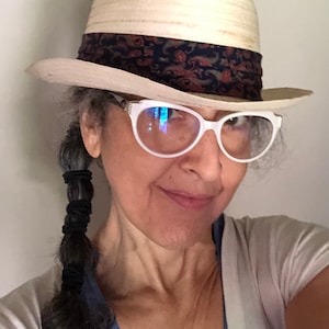 Vintage Natural Straw Fedora w Paisley Hat Band  by Classic Quality Hats Made in USA size Large Union Made for Restoration