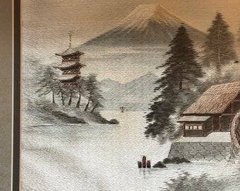 Vintage Framed Japanese Silk Embroidery Wall Art Mt Fuji Vintage Framed Japanese Silk Embroidery Wall Art Mt Fuji