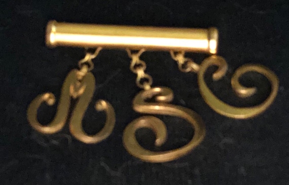 Vintage Monocraft Dangling Initials Monogram Broo… - image 5