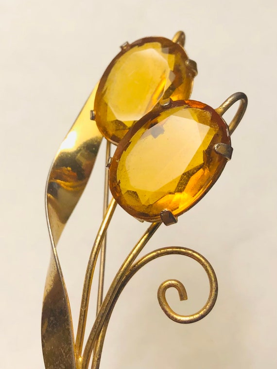 MCM Sterling Vermeil Citrine Glass Floral Spray C… - image 3