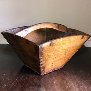 Antique Wooden Berry Bucket Rare Four Sided Berry Pail Antique Shabby French Country