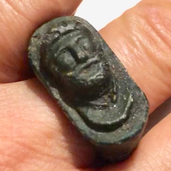 1800s Grand Tour Bronze Ring European Emperor Bust European Grand Tour Ring Prob German 1870s-90s Made to Look Ancient Size 8