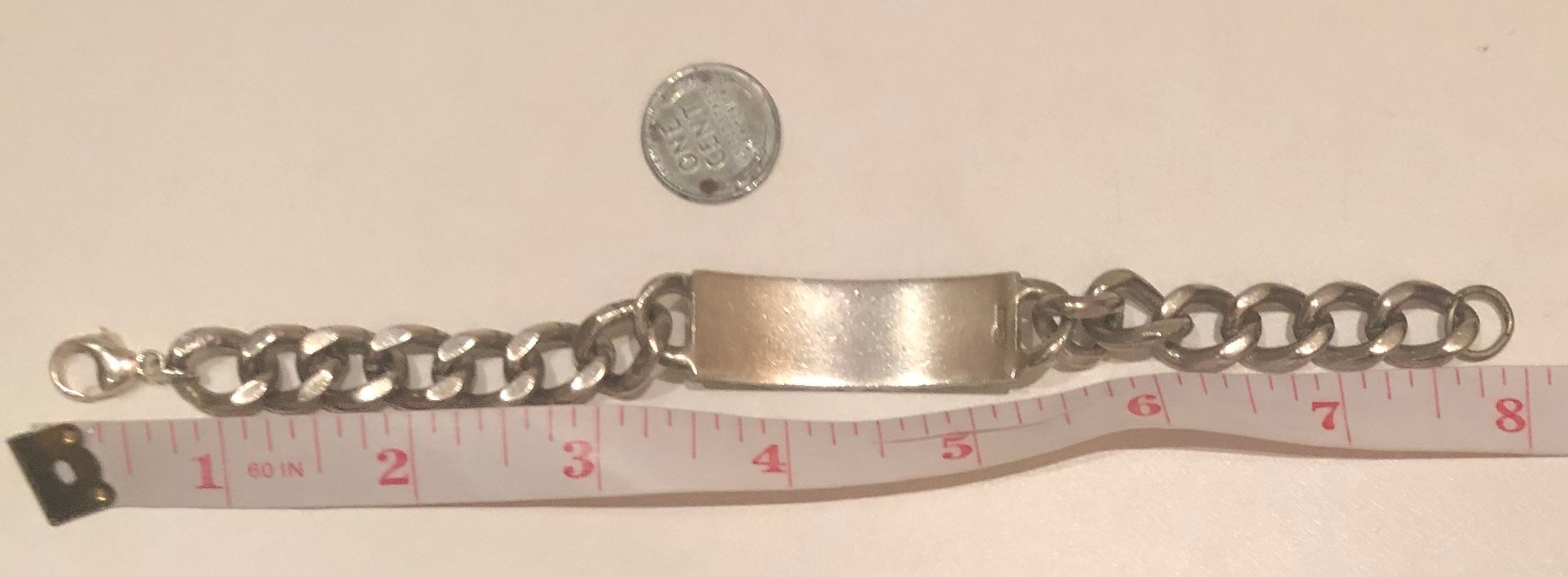Vtg American Sterling Silver ID Bracelet Brushed Silver Vtg American Sterling Silver ID Bracelet Brushed Silver