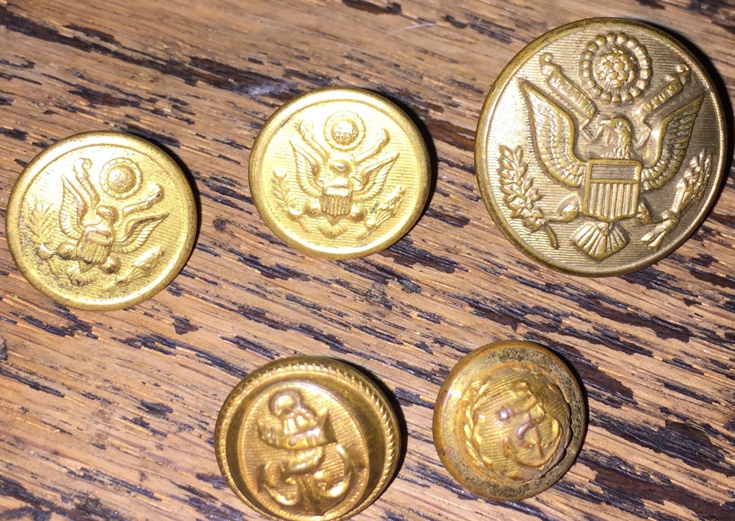 WW2 Military Buttons US Uniform Buttons Anchors Brass Eagle Etsy