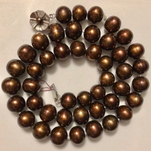 Vintage Baroque Pearls 19&quot; Pearl Necklace Dyed Freshwater Pearl Necklace Bronze Pearls Ca 1970s-80s