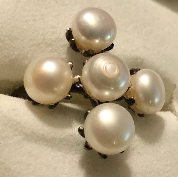 Art Deco Natural Pearl Ring Akoya Pearl Silver Ri… - image 2