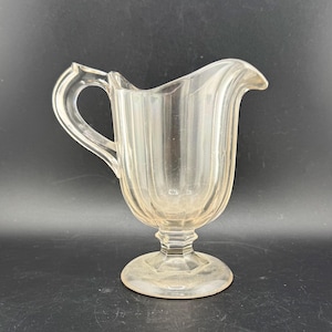 Antique EAPG Victorian Cream Pitcher Footed Cream Jug Early American Pressed Imperial Glass Co? Well Loved As Is Cottagecore Ca 1904
