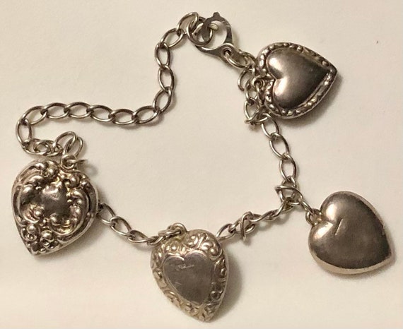 Victorian Heart Charm Bracelet Puffy Heart Collec… - image 3