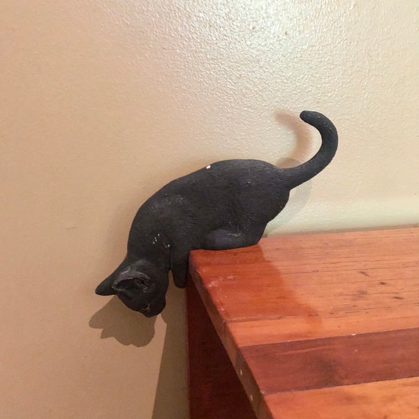 Vintage Long Tailed Cat Wall Hanging Corner Shelf Sitter Door Jamb Corner Kitten Black Kitty Cat Lover Gift Young Concepts Inc 1993