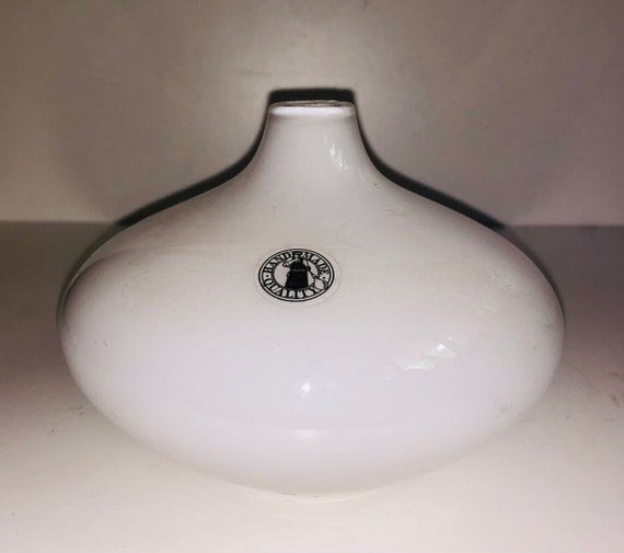Vintage Modernist White Glass Bud Vase Hand Made Quality Ikea