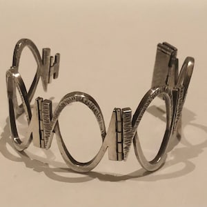 Vintage Hand Wrought Studio MCM Bracelet Atomic Age Silver Modernist Bracelet Midcentury Sterling Silver Designer Statement Bracelet