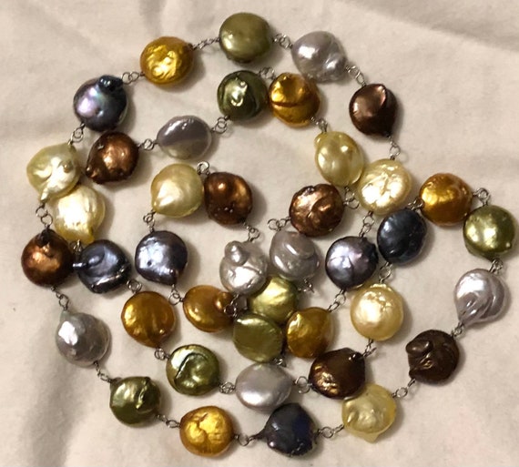 Opera Length Dyed Baroque Pearl Necklace Multicol… - image 5