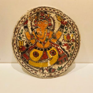 Antique Papier Mâché Ganesh Wall Art Handmade Mythological Hindu Decor Destroyer God Altar Yoga Zen Meditation Decor