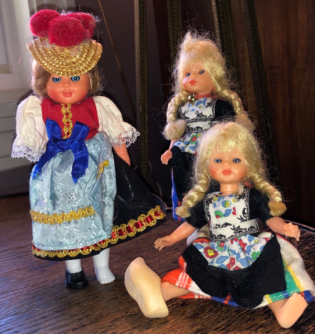 Antique Dutch Dolls for Restoration and Parts Petite Vintage European