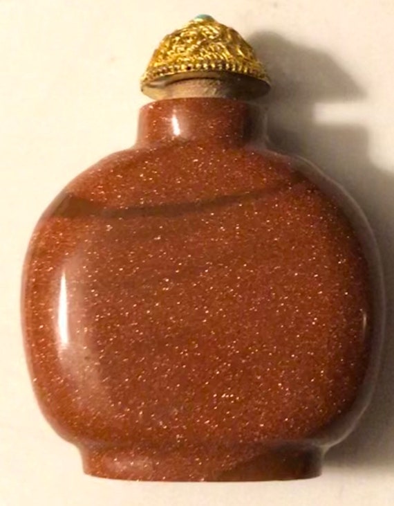 Antique Goldstone Snuff Bottle Antique Chinese Sn… - image 1