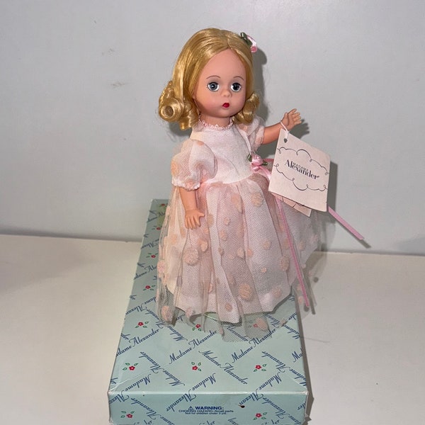 Vintage 1990s Madame Alexander 34570 Pink Dots Wendy Doll 8” Complete & Original Box Wrist Tag  Blonde Girl Love is in the Details Like New