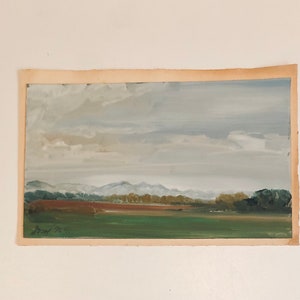 Miniatura vintage de pintura al óleo alemana: Paisaje rural sereno de las montañas bávaras, firmada por Josef N. Jochen Sengfelder, Baviera, Alemania, n.° 91, n.° 2