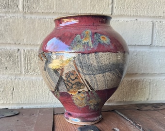 Mini Red Scheurich Vase 550-10 FAT LAVA West German Pottery