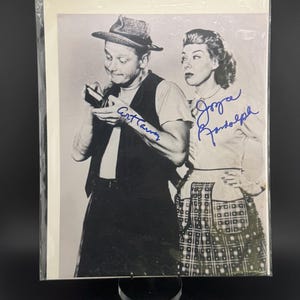 Vtg Art Carney and Joyce Randolph as Trixie Ed Norton Honeymooners Hand Signed Autographs 8 x 10 Black & White Photo Classic TV Movie Stars