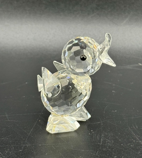 Swarovski クリスタル 小鳥 置物 Vintage Swarovski Crystal Miniature Duck Drake Mini Quacking Baby