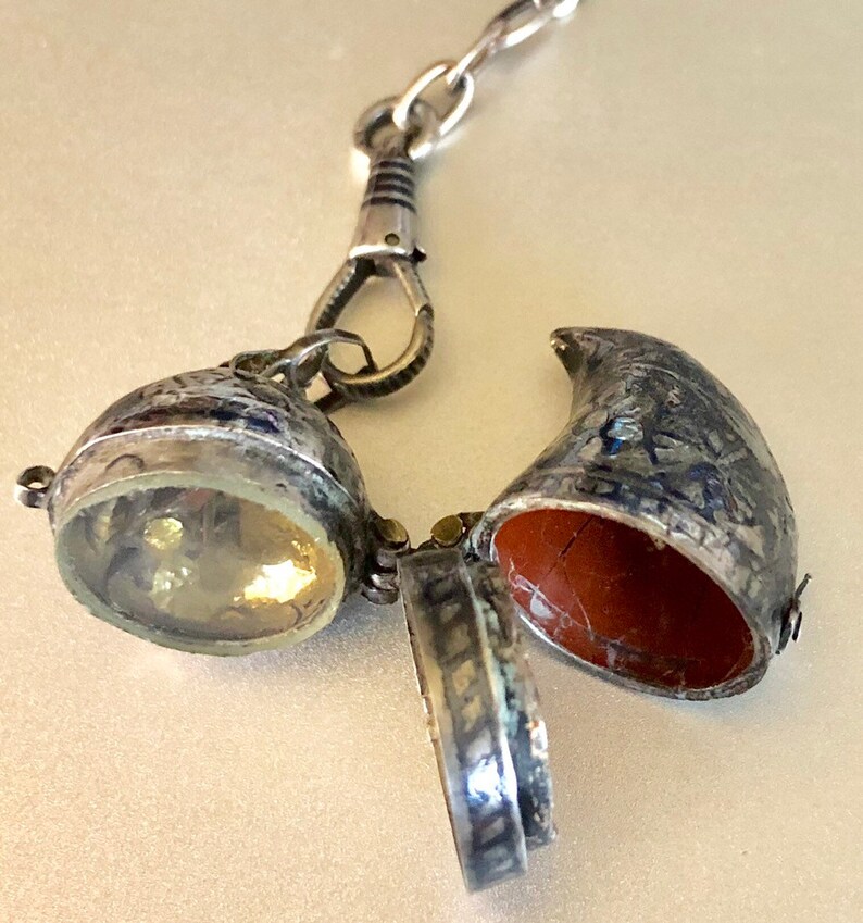 Antique Reliquary Locket on Niello Watch Chain Choker Necklace Etsy