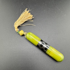 Antique Art Deco German Green Celluloid or Bakelite Needle Case w Miniature Manicure Set ca 1920s-30s Travel Size Secret Stash Box