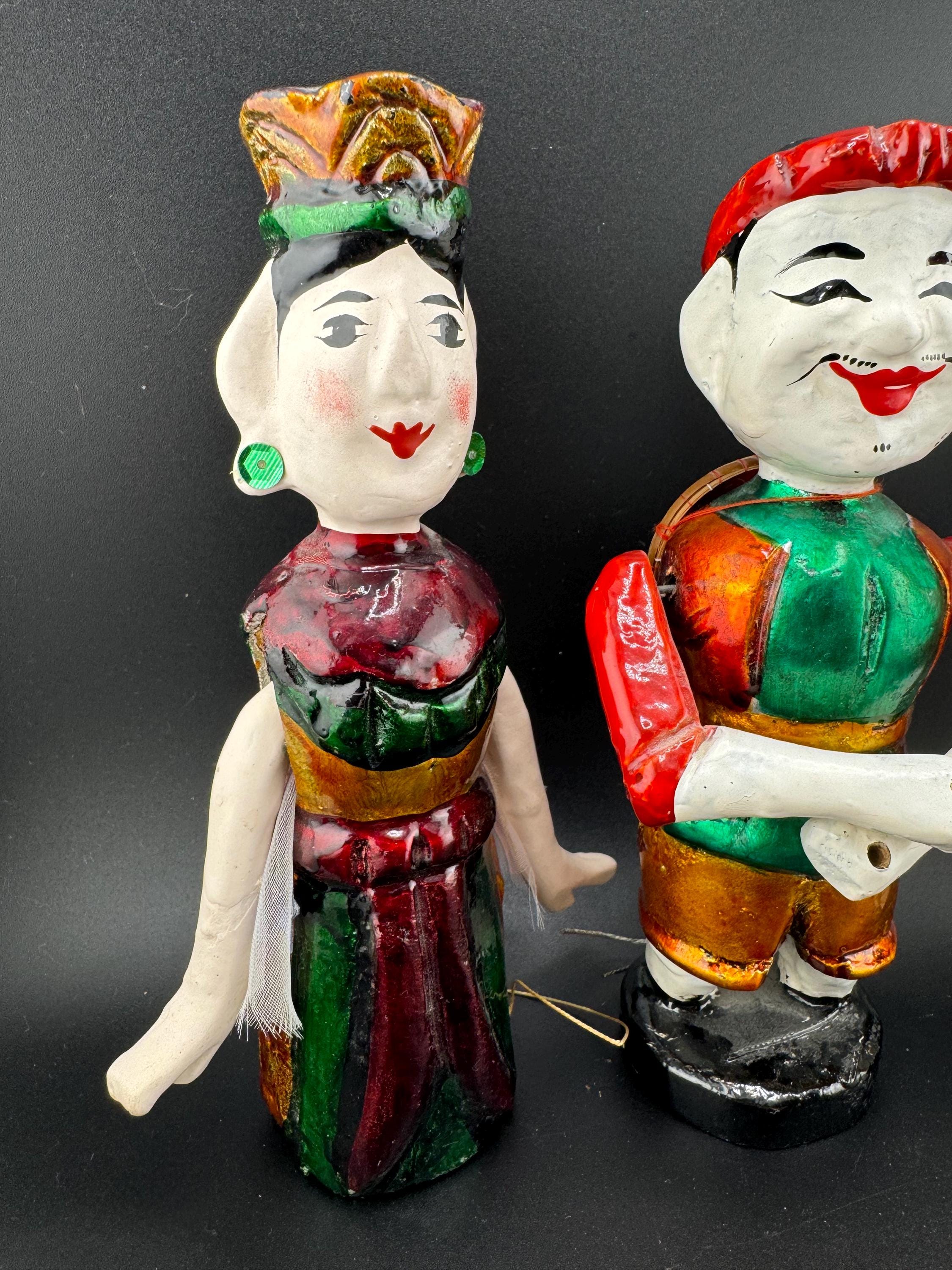 4 Fabulous Vintage Vietnamese Water Puppets Asian String Dolls Movable ...